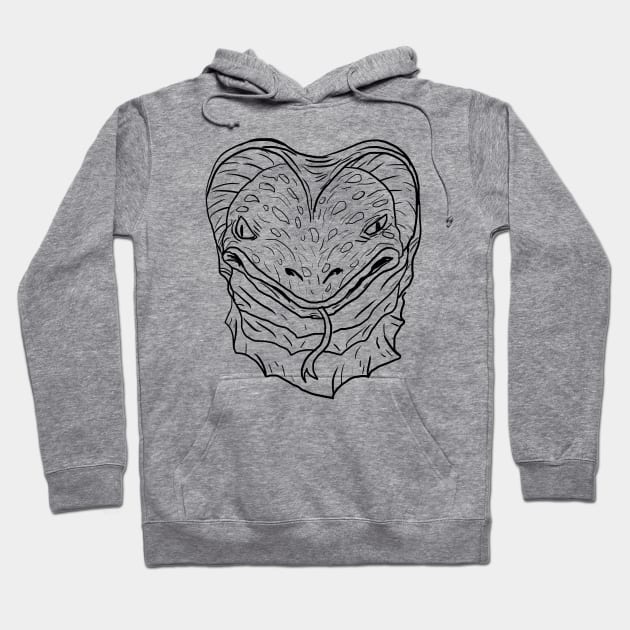 Scary Snake Monster Horror Black Lineart Hoodie by Moonwing